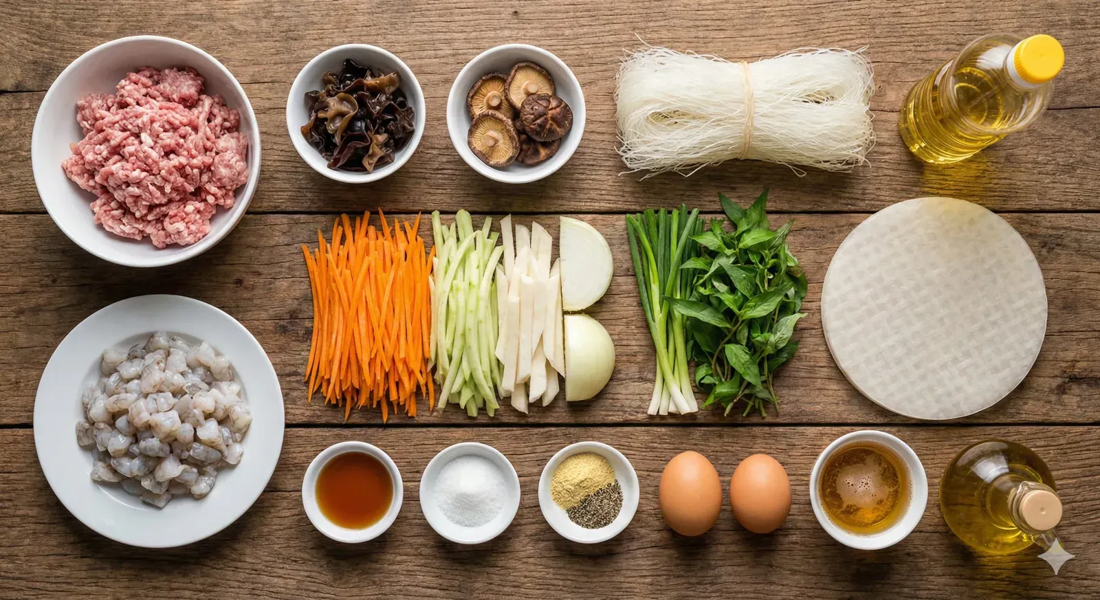 Ingredients for Hanoi Fried Spring Rolls