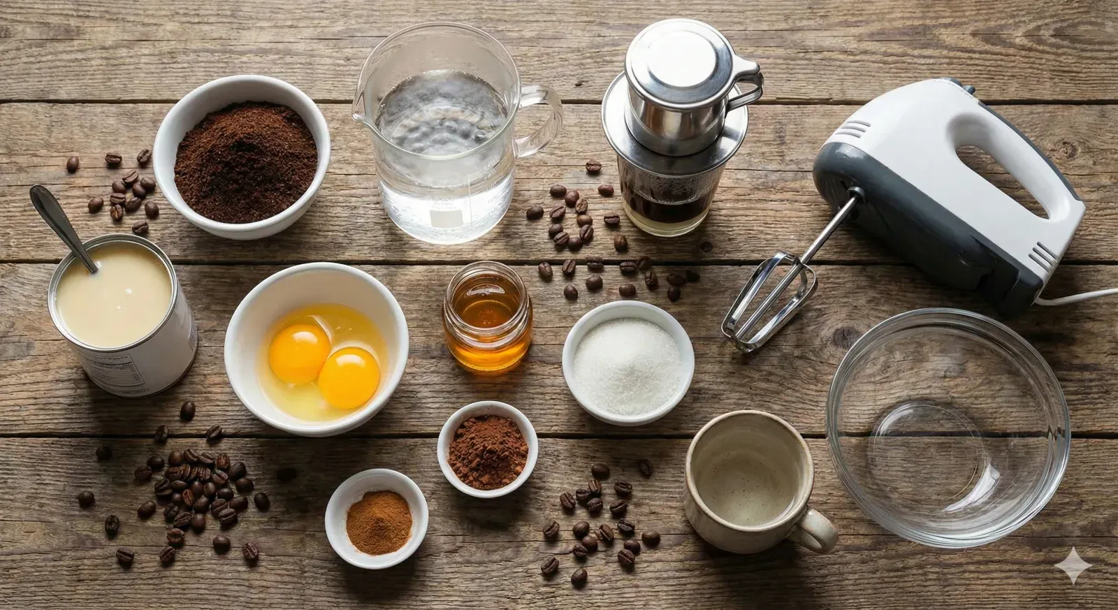 Ingredients for Vietnamese egg coffee recipe