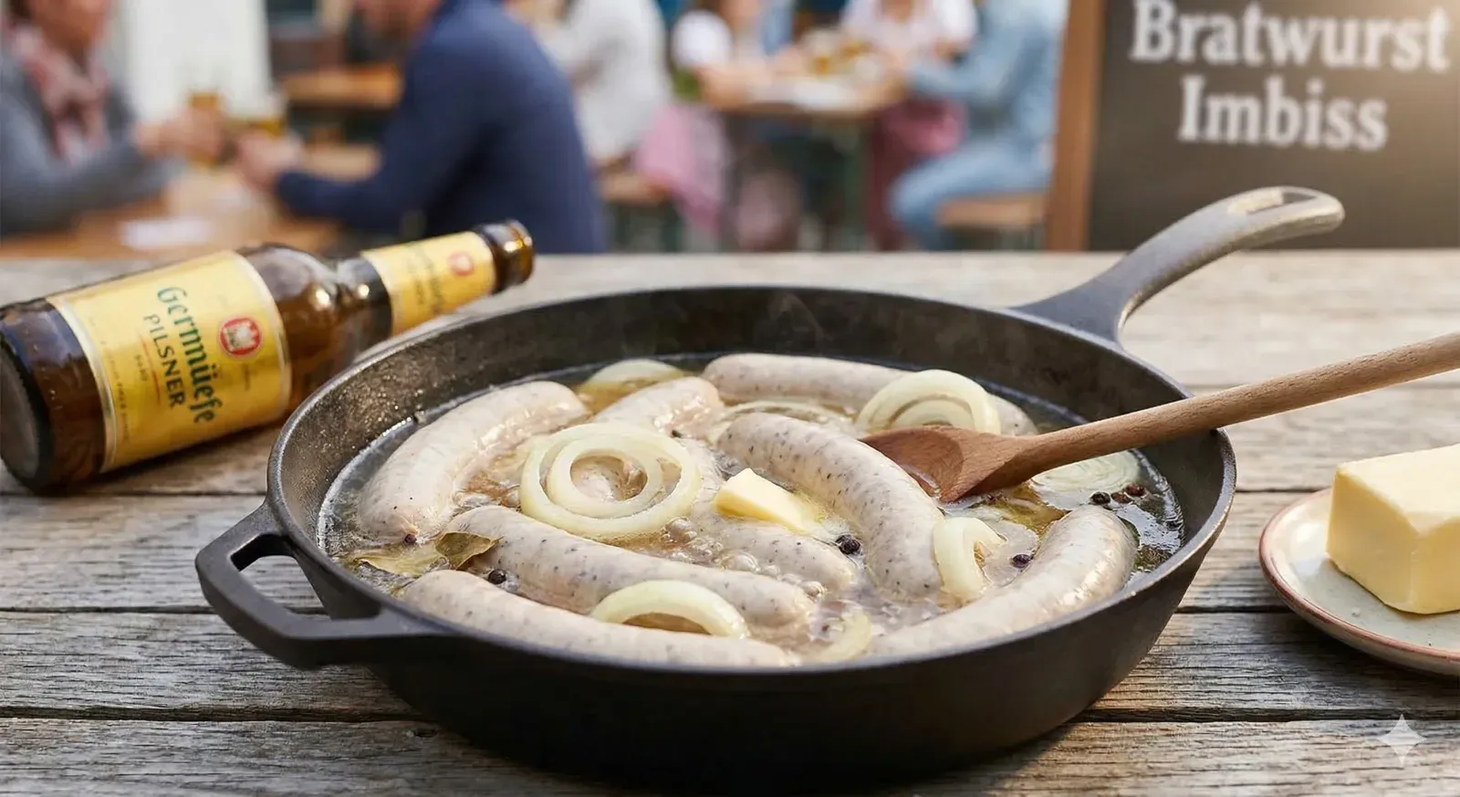 Step 1: Beer Simmer the Bratwurst