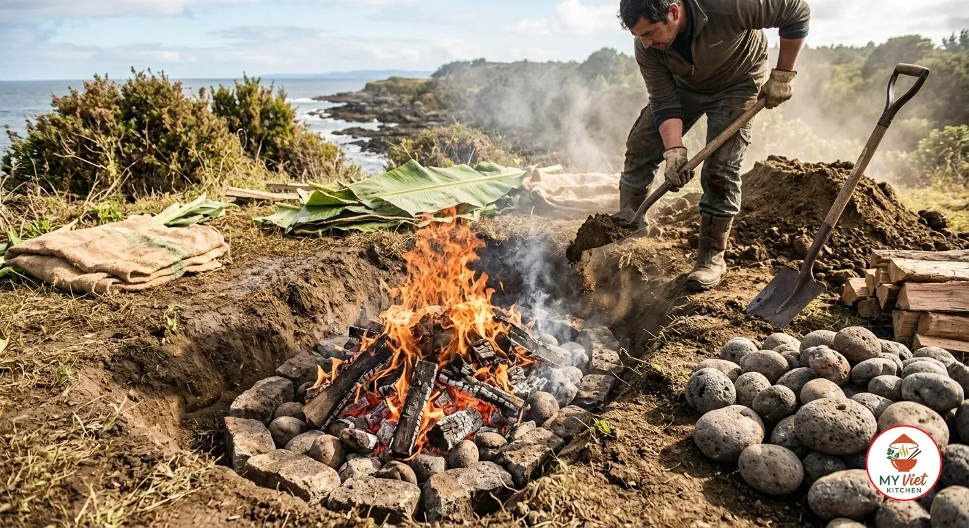 Step 1- Dig the Pit and Heat the Stones