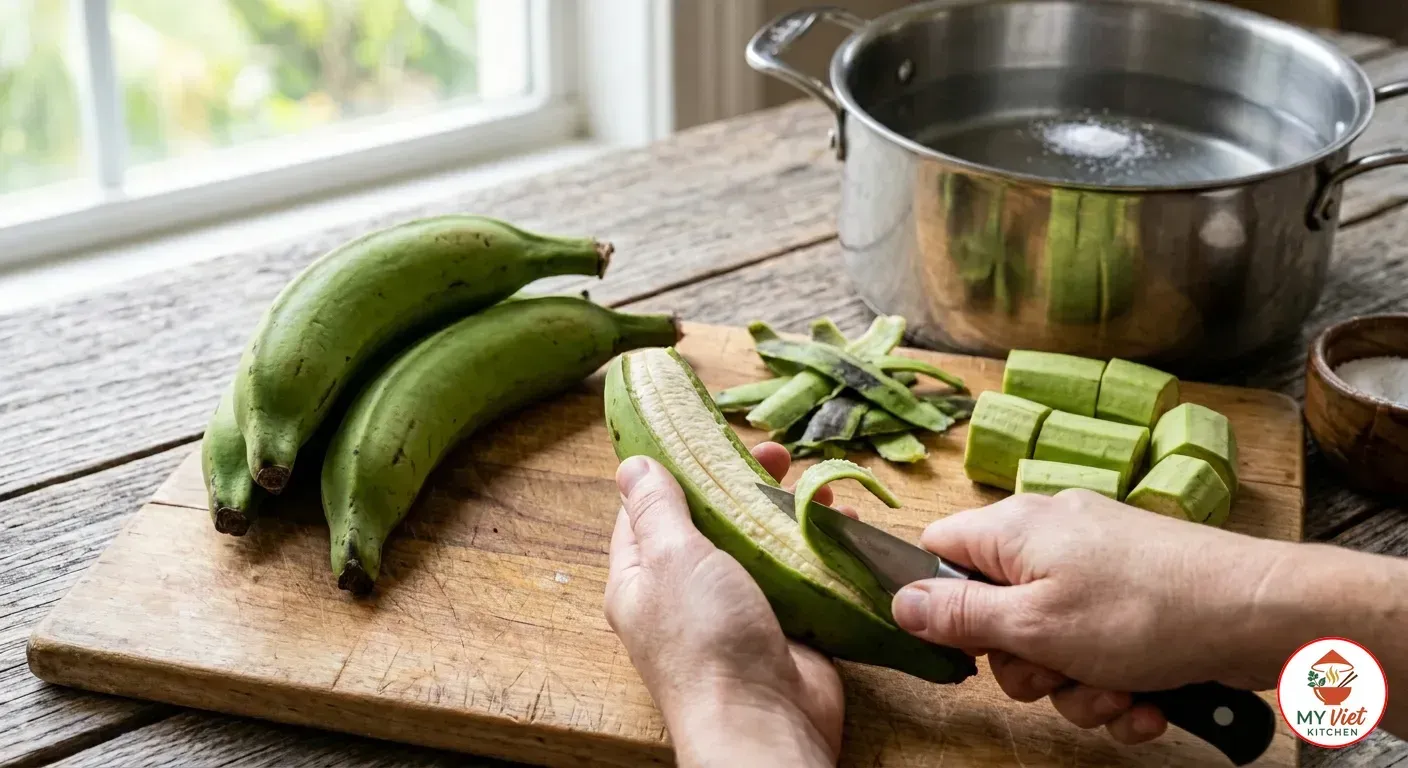 Step 1- Peel and Cut the Plantains
