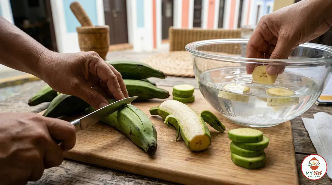 Step 1- Peel and Slice the Plantains