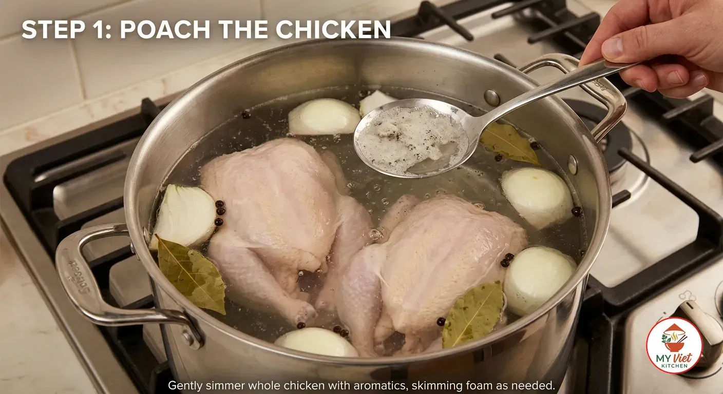Step 1- Poach the Chicken