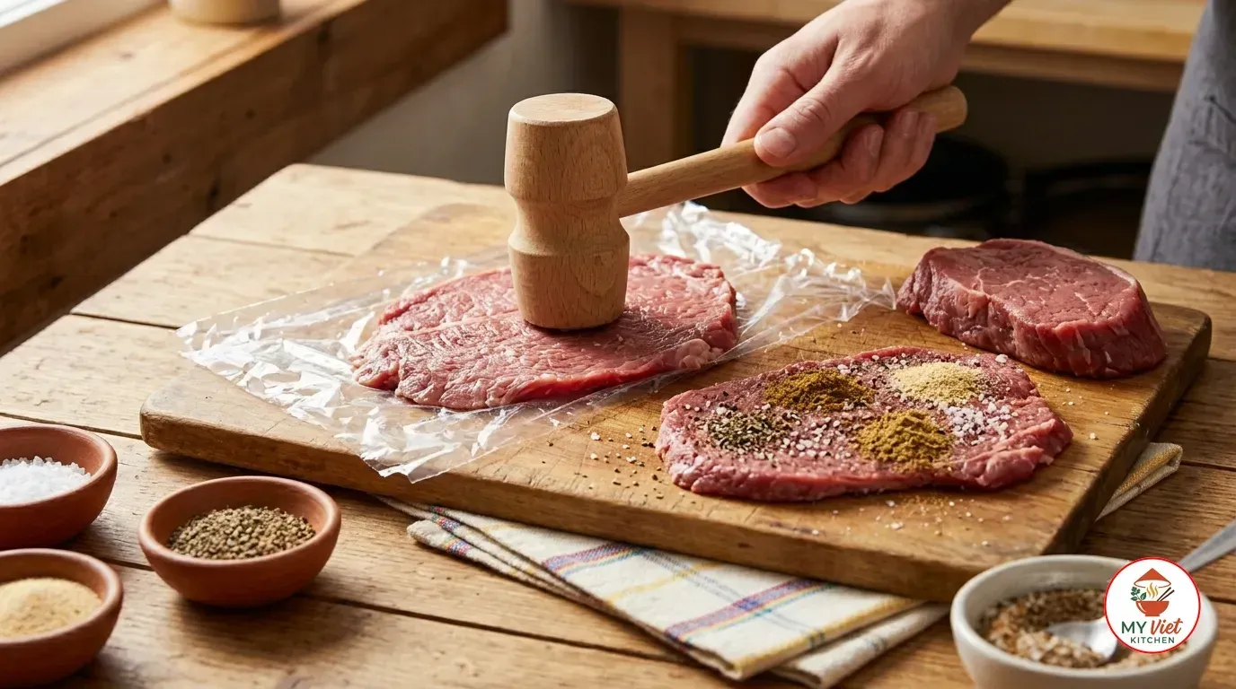 Step 1- Pound and Season the Beef