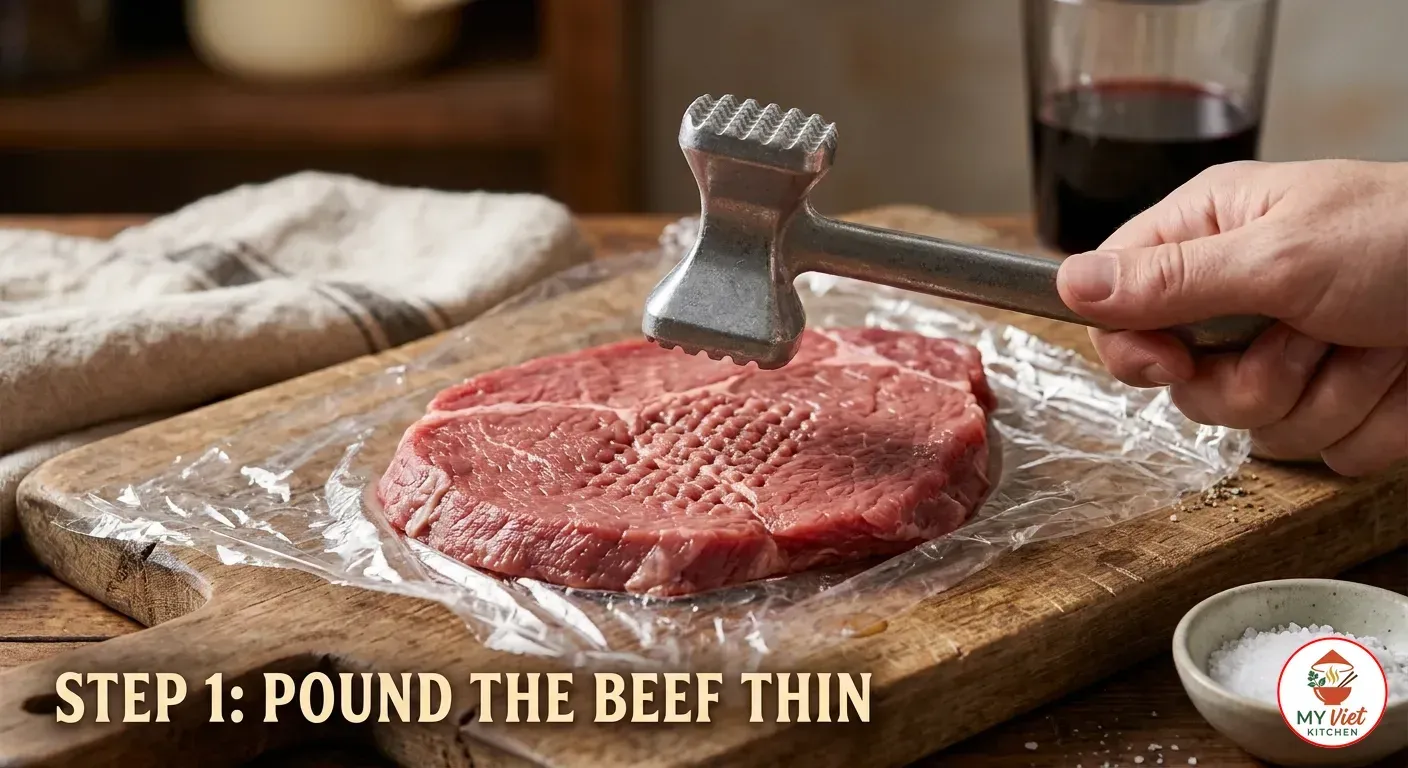 Step 1- Pound the Beef Thin
