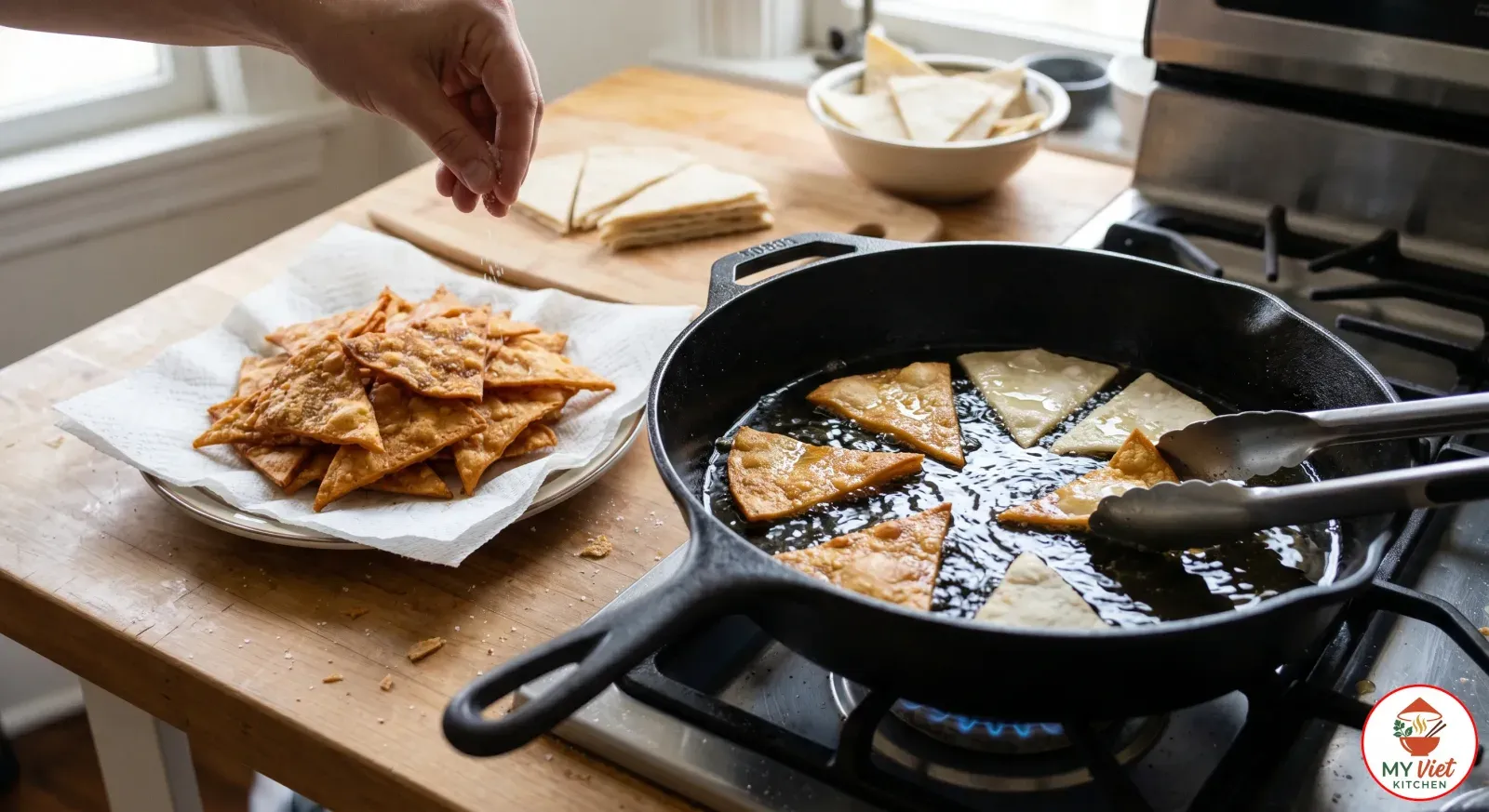 Step 1- Prepare and Fry the Tortillas