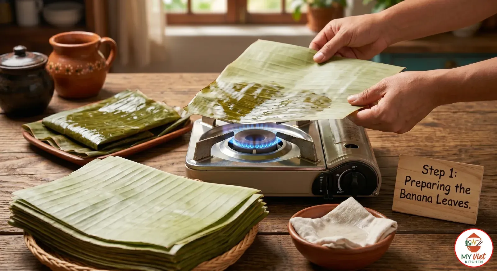 Step 1- Prepare the Banana Leaves