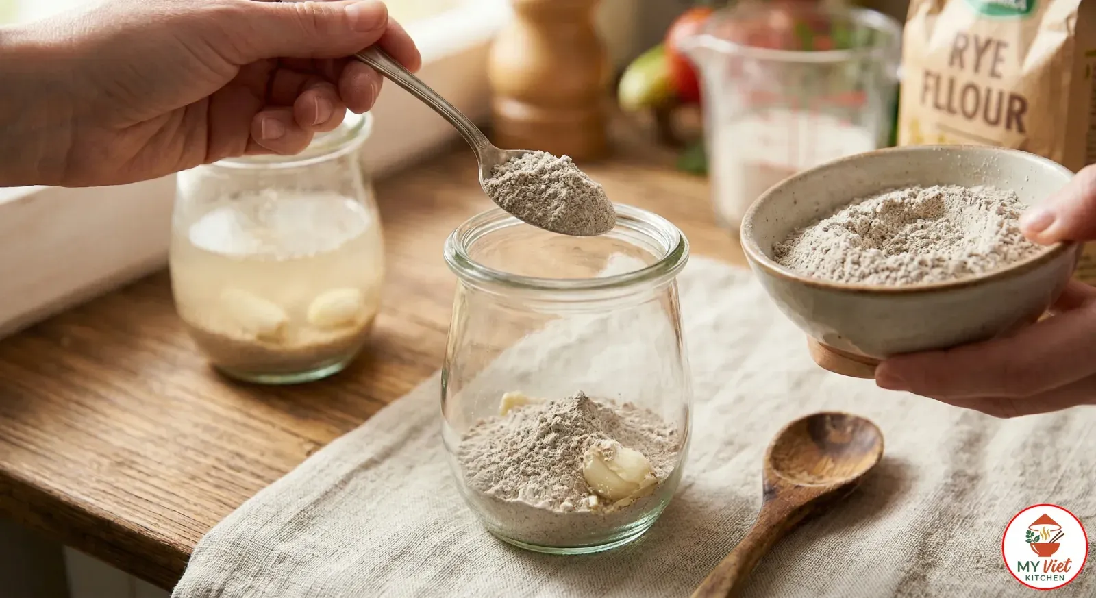 Step 1- Prepare the Zakwas (Fermented Rye Starter)