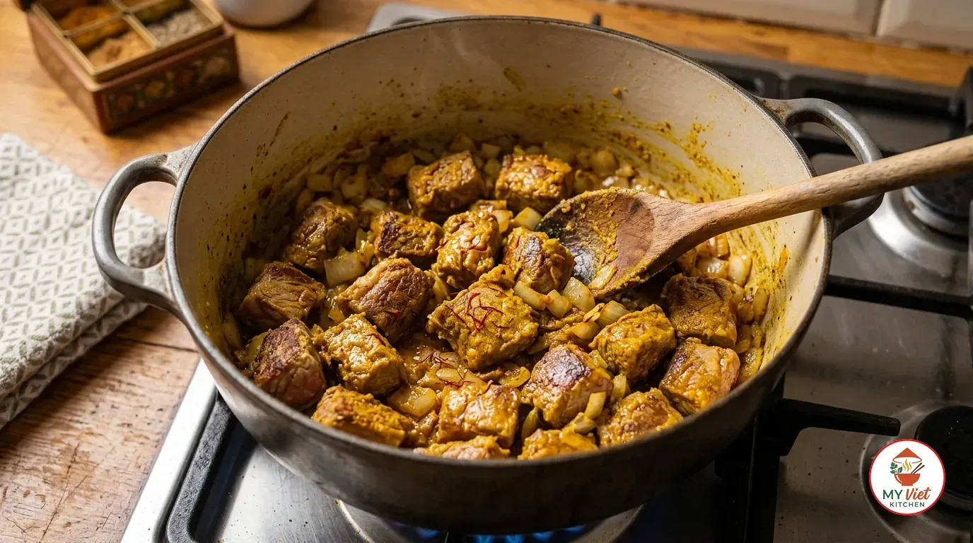 Step 1- Sear the Meat and Build the Spice Base
