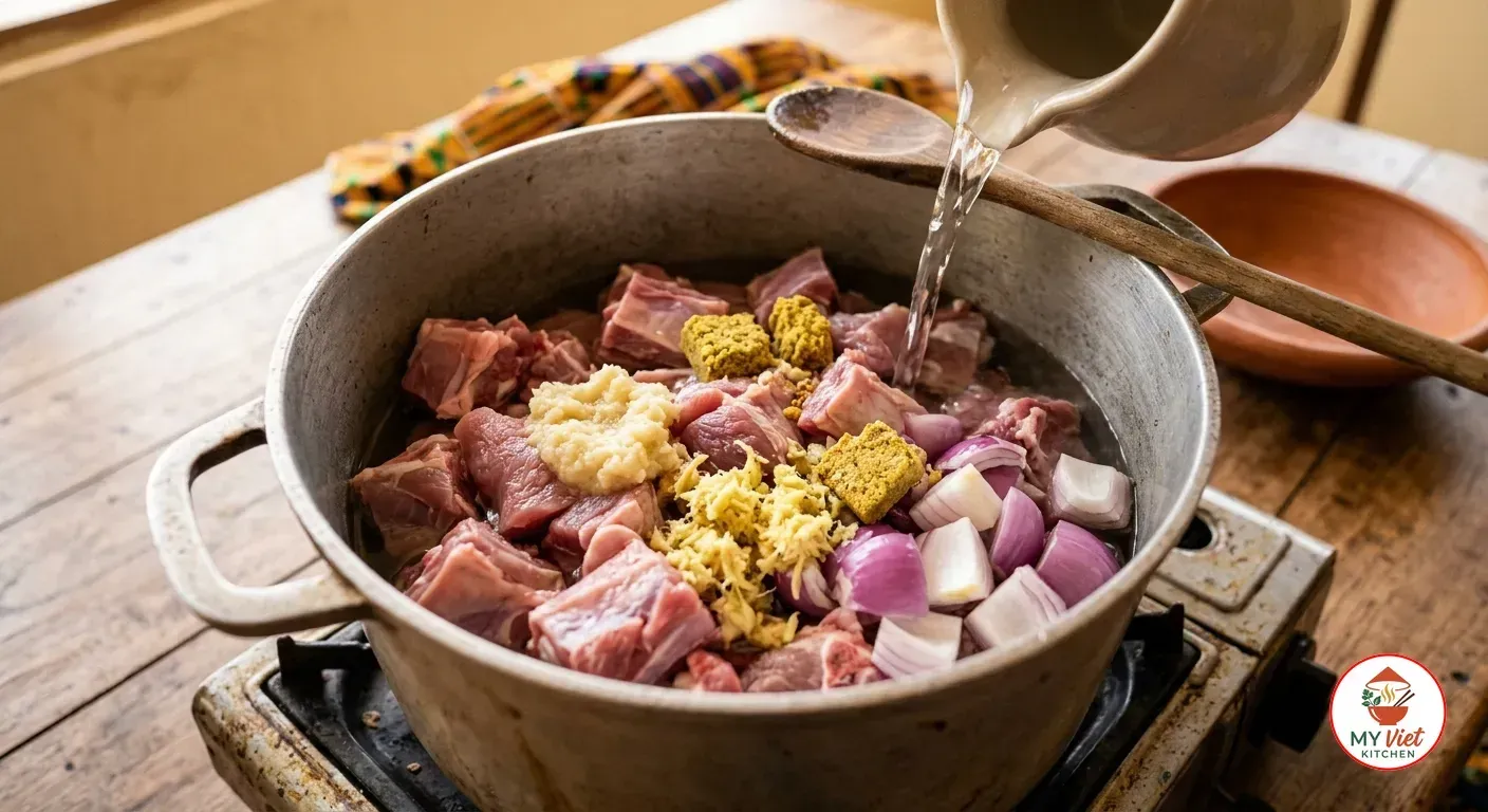 Step 1- Season and Boil the Goat Meat
