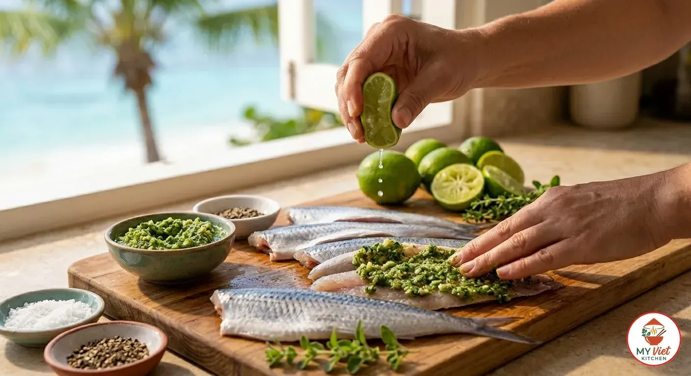 Step 1- Season the Flying Fish