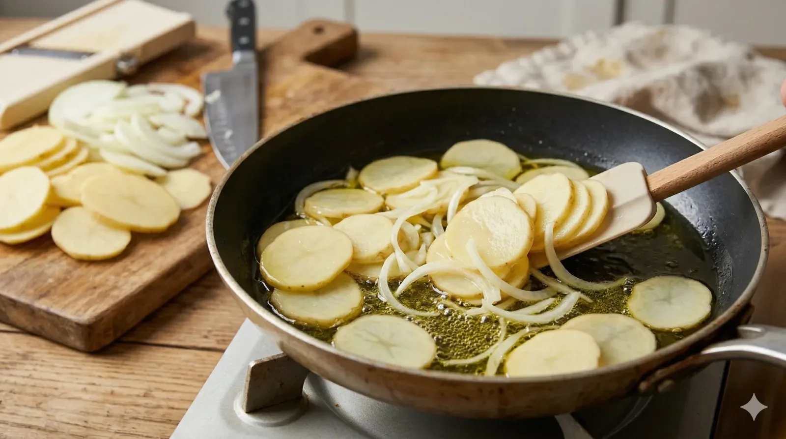 Step 1- Slice and Fry the Potatoes and Onions