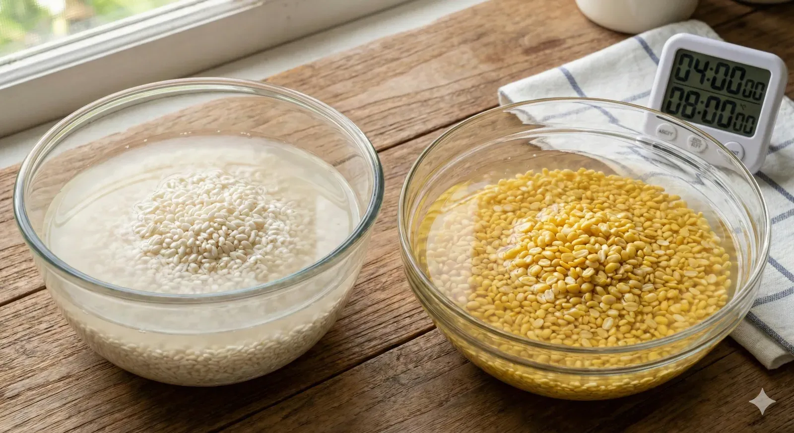 Step 1: Soak the Rice and Mung Beans