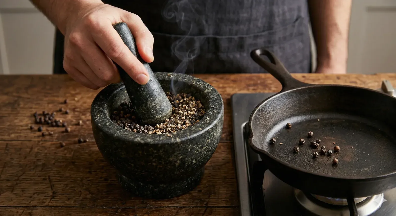 Step 1- Toast and Crack the Peppercorns