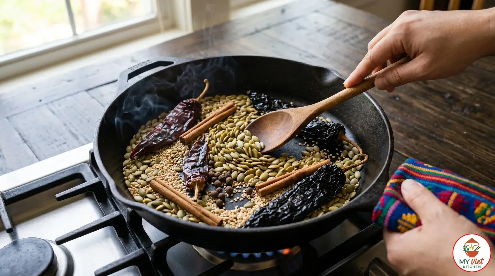 Step 1- Toast the Seeds, Spices, and Chilies