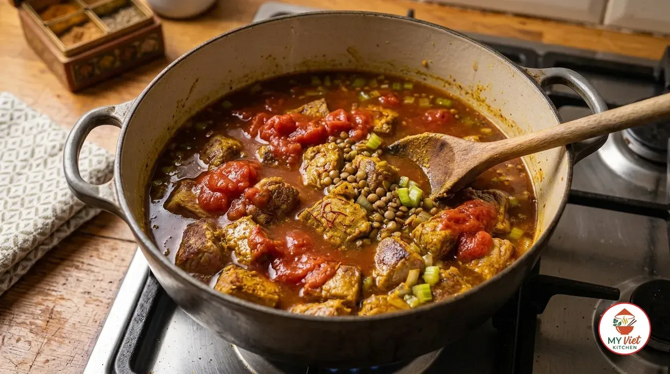 Step 2- Add Tomatoes, Lentils, and Liquid