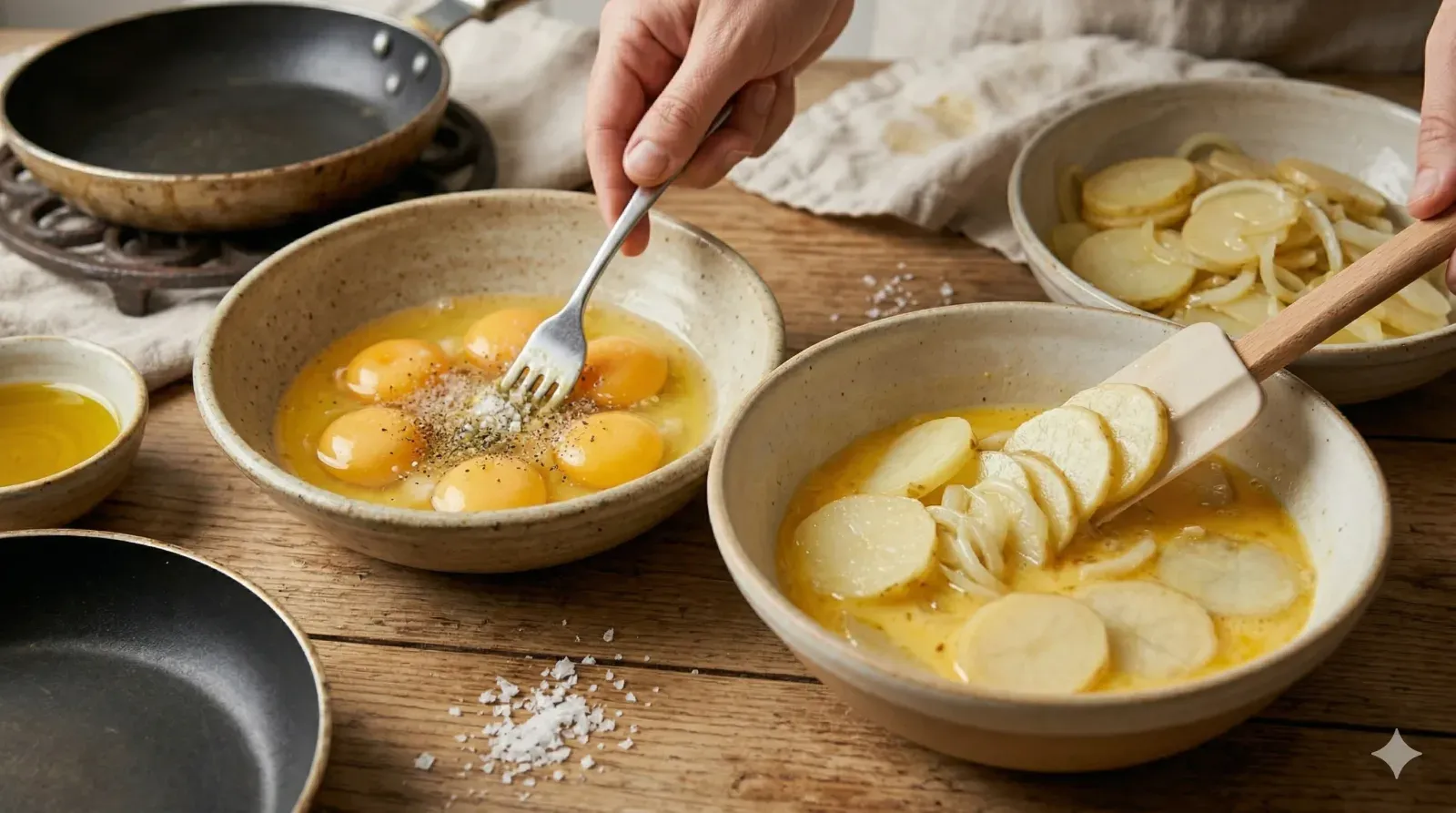 Step 2- Beat the Eggs and Combine with Potatoes