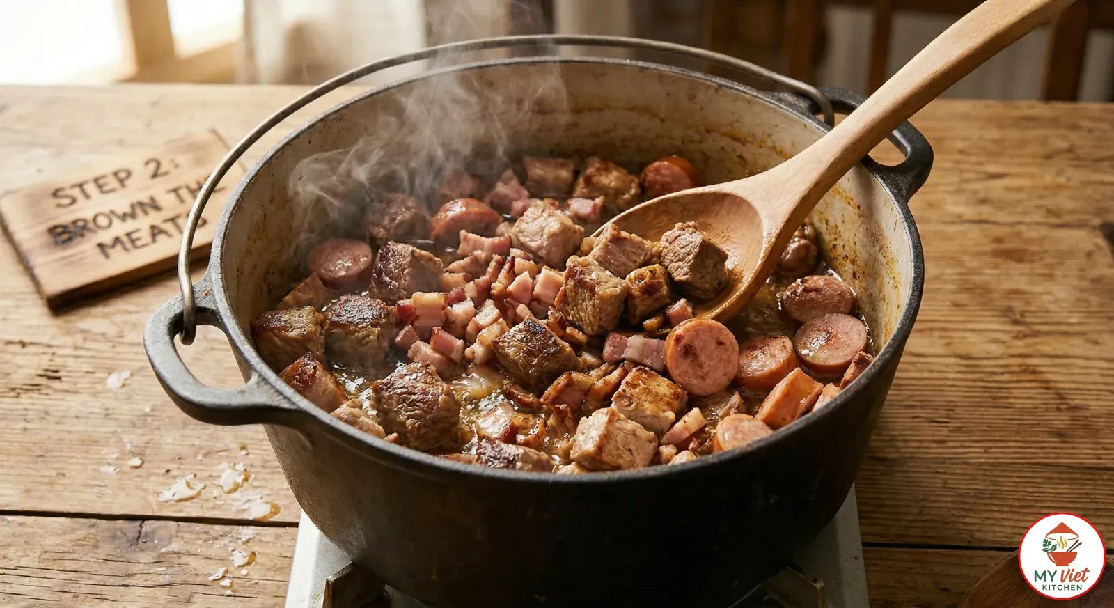 Step 2- Brown the Meats
