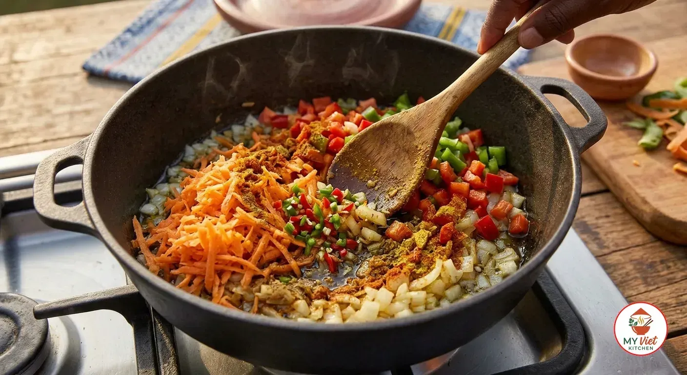 Step 2- Cook the Vegetables and Spices