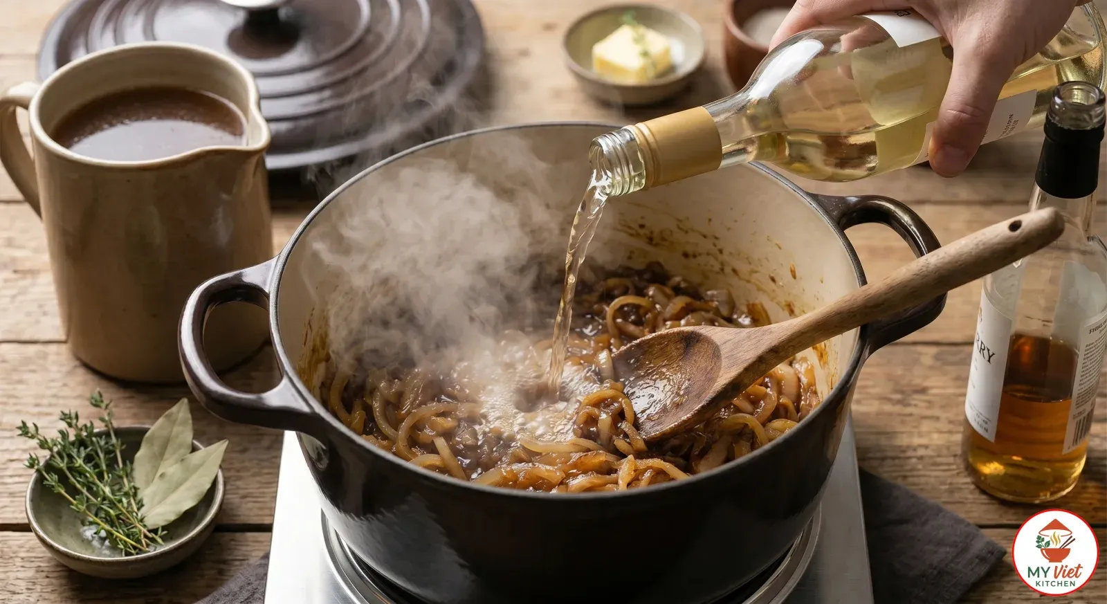 Step 2- Deglaze and Build the Broth