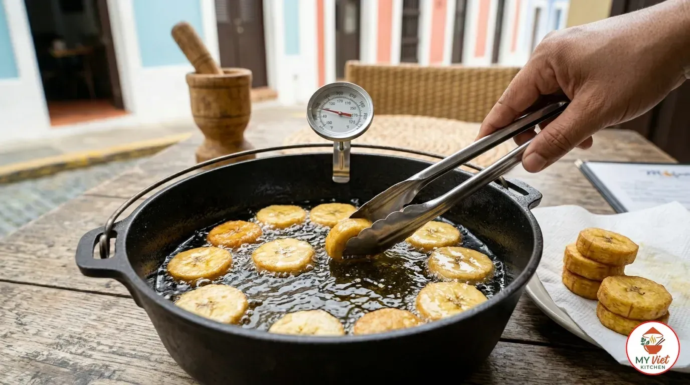 Step 2- Fry the Plantain Rounds
