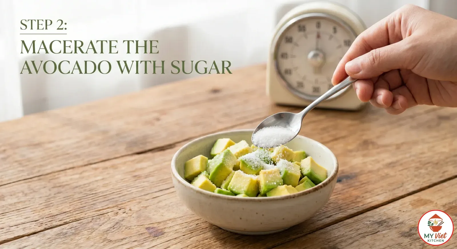 Step 2- Macerate the Avocado with Sugar