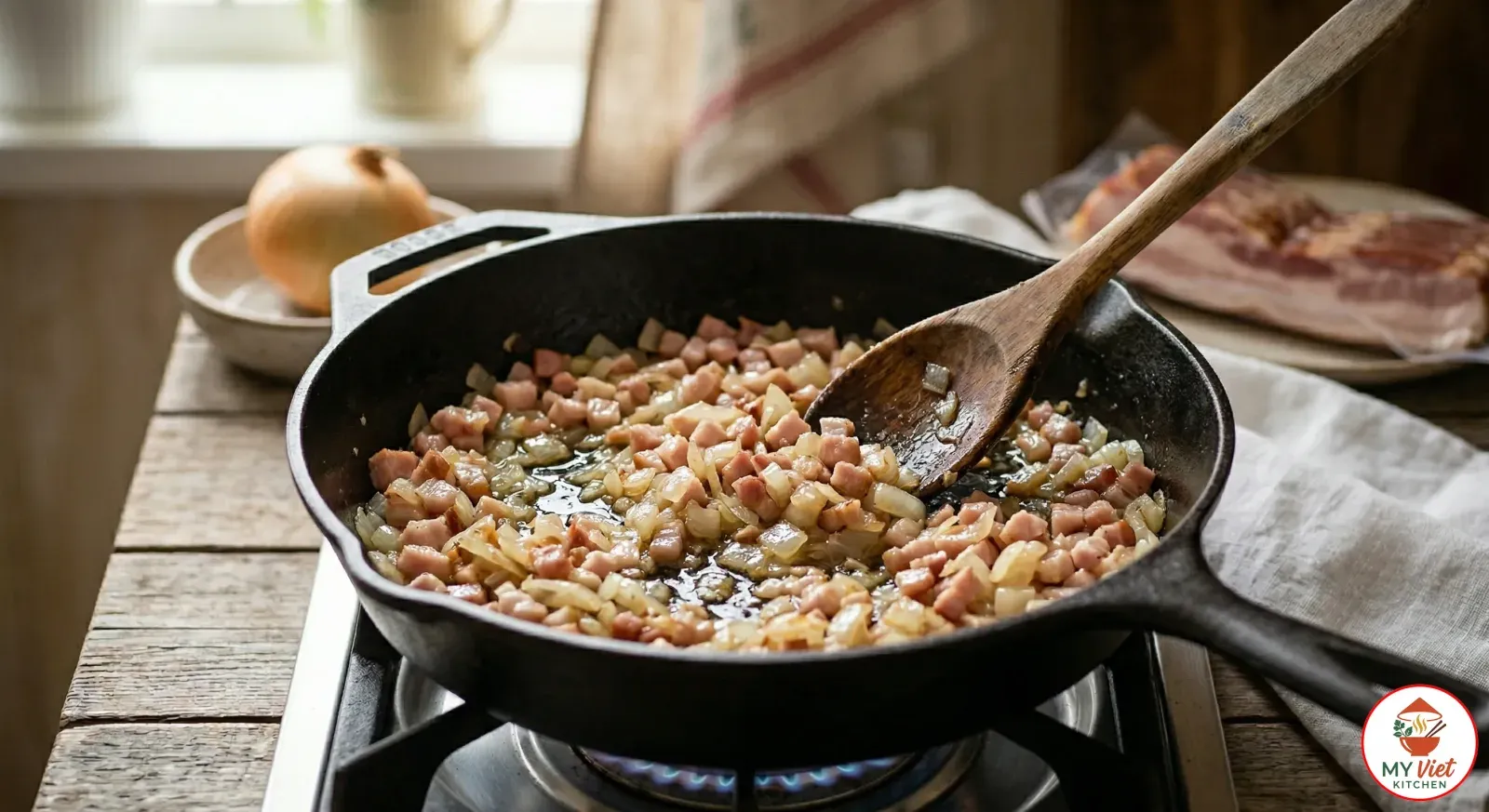 Step 2- Make the Bacon and Onion Filling