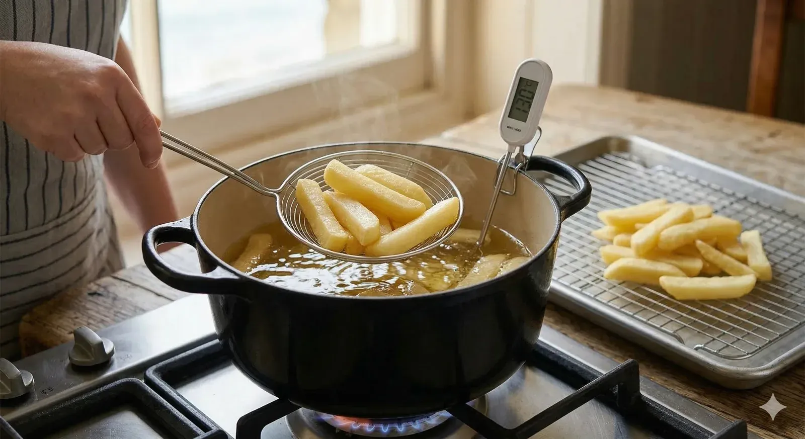 Step 2: Par-Cook the Chips (First Fry)