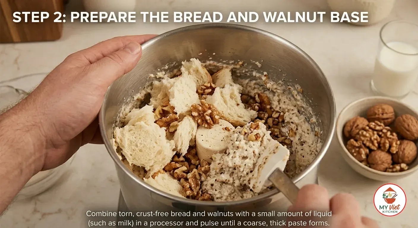Step 2- Prepare the Bread and Walnut Base