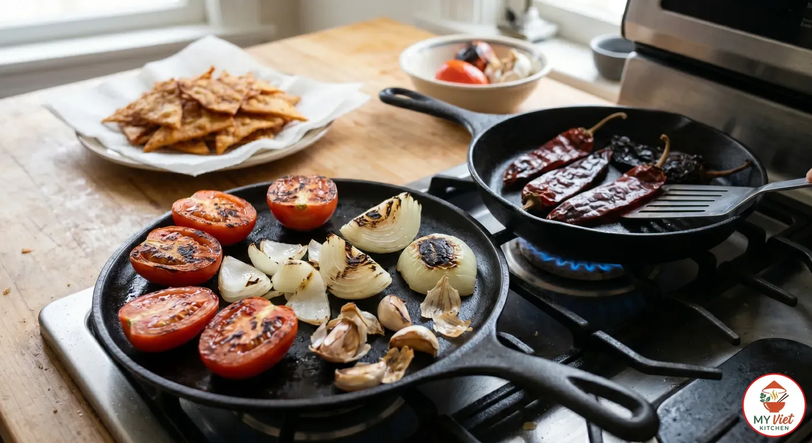 Step 2- Roast the Vegetables and Toast the Chiles