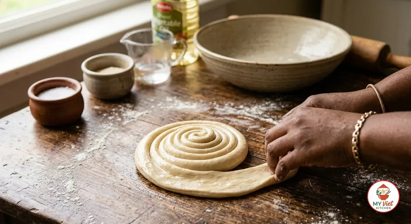 Step 2- Roll, Oil, and Spiral-Fold Each Piece