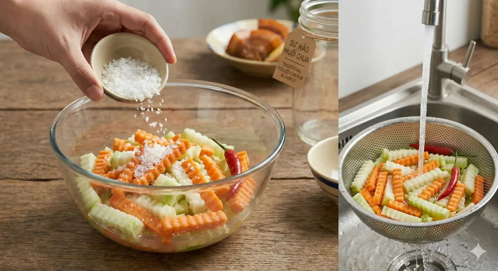Step 2: Salt and Rinse (The Crunch Secret)
