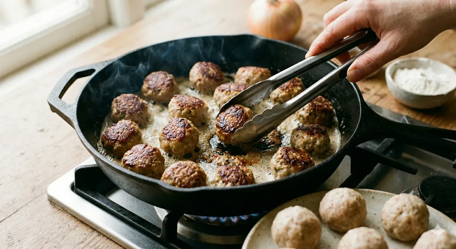 Step 2: Shape and Sear the Meatballs