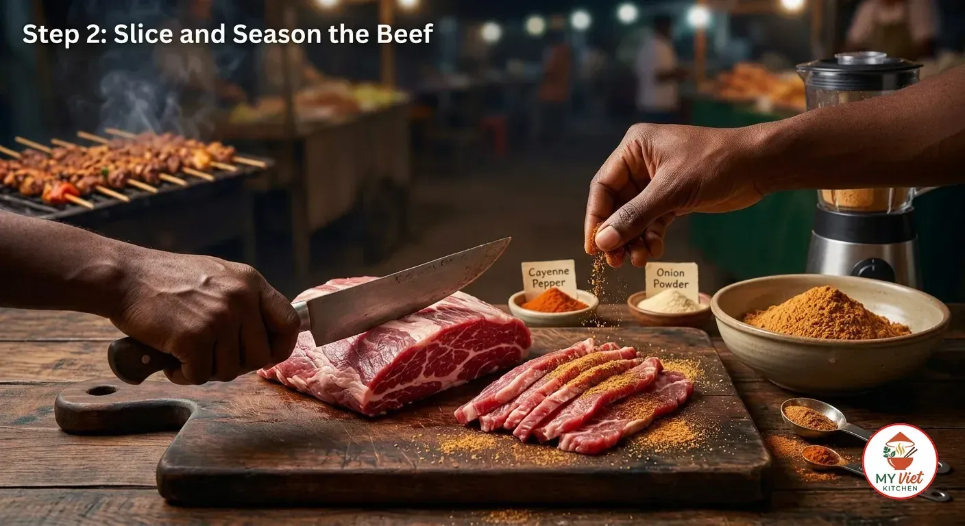 Step 2- Slice and Season the Beef