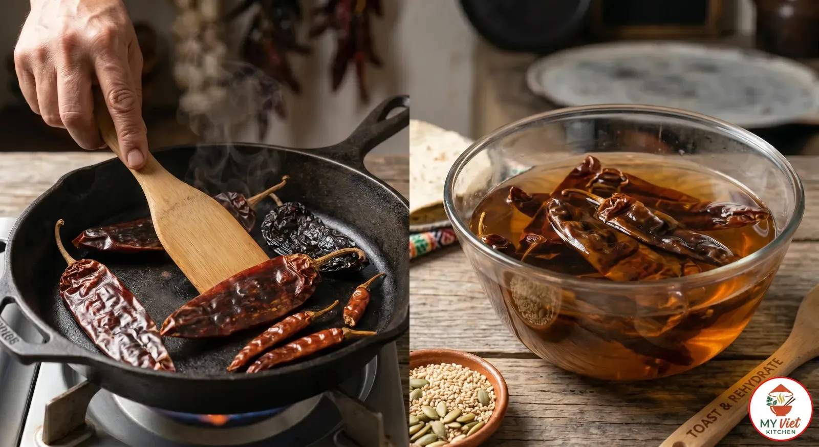 Step 2- Toast and Rehydrate the Dried Chiles
