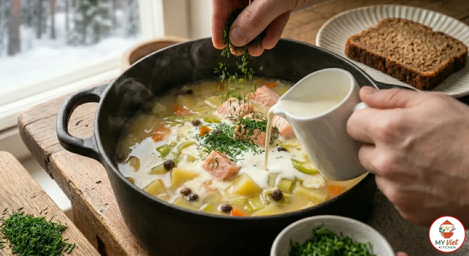 Step 3- Add Cream and Dill
