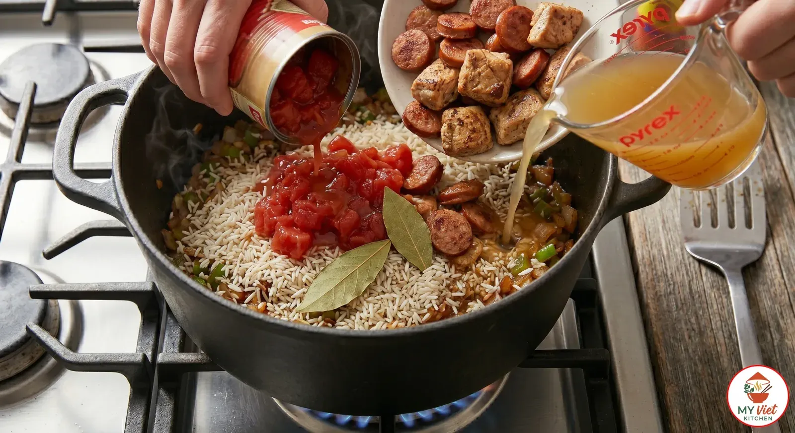 Step 3- Add Rice and Liquid