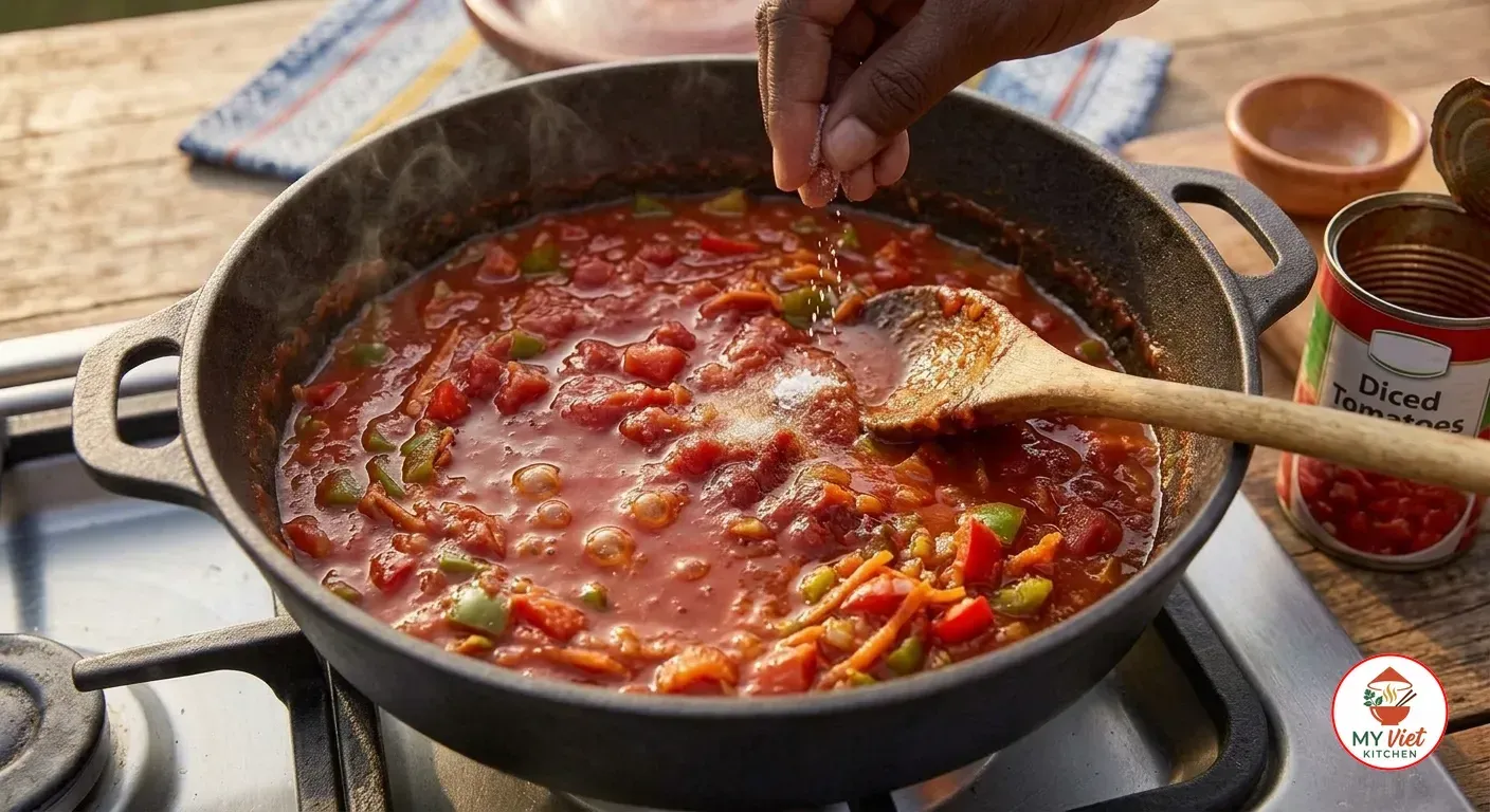 Step 3- Add the Tomatoes and Simmer