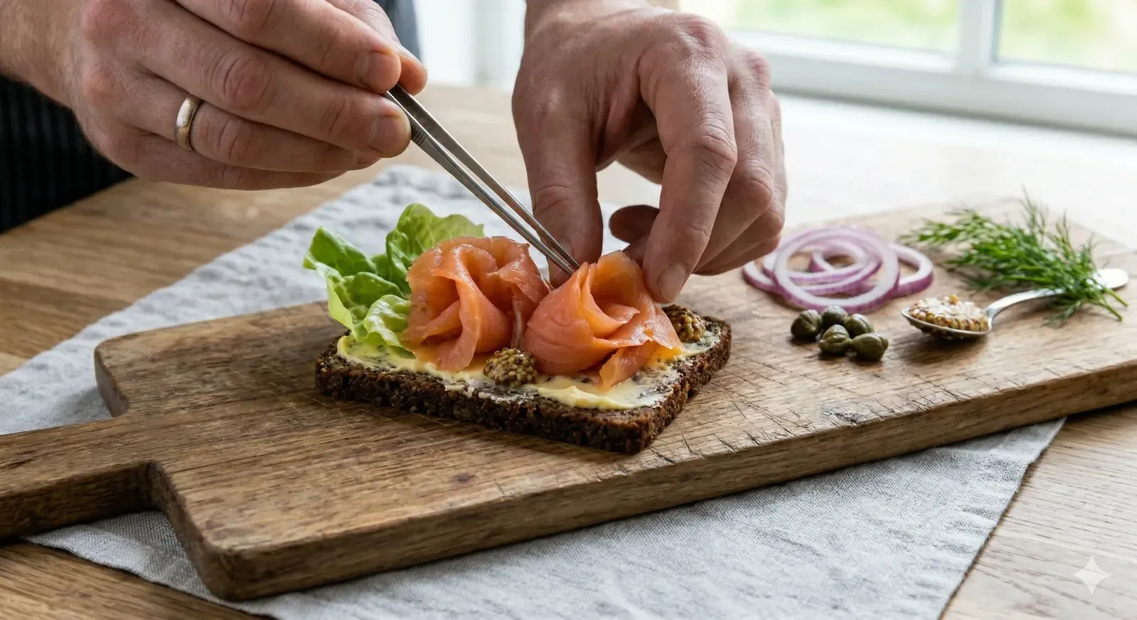 Step 3: Assemble the Smoked Salmon Smorrebrod