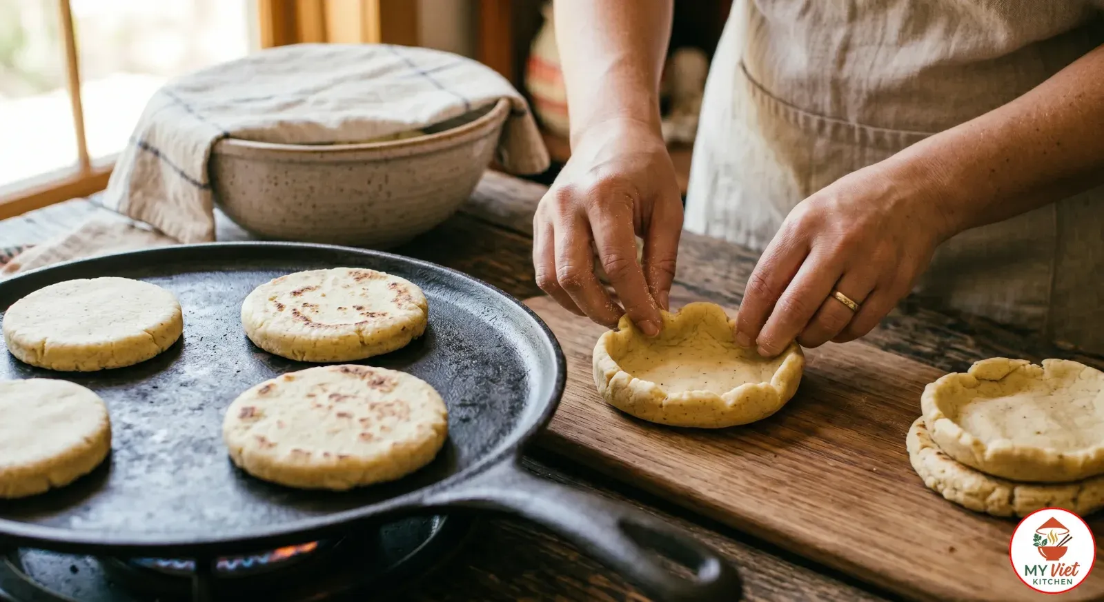 Step 3- Cook and Pinch the Sopes