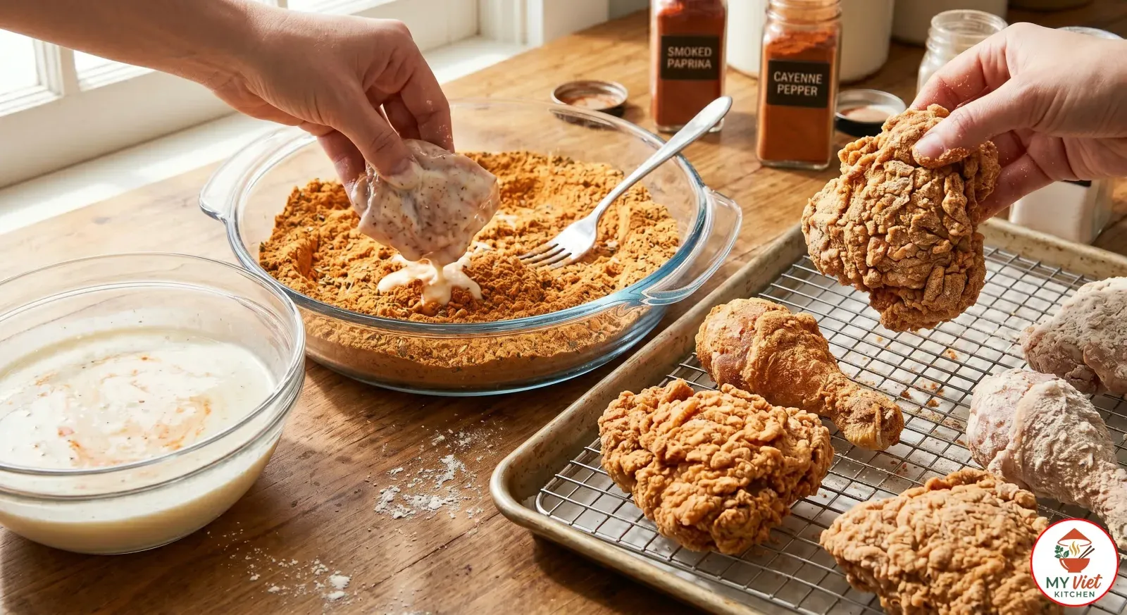 Step 3- Dredge the Chicken