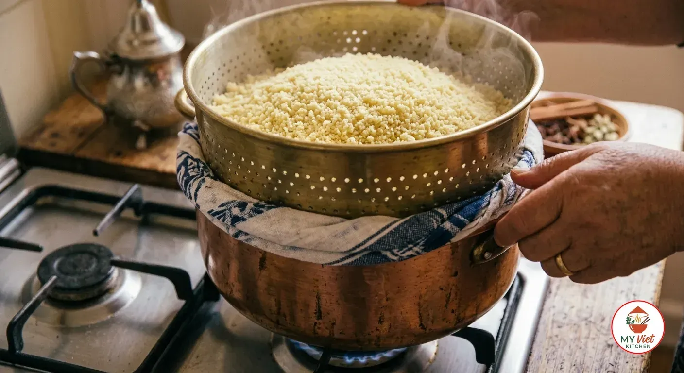 Step 3- First Steaming of the Couscous