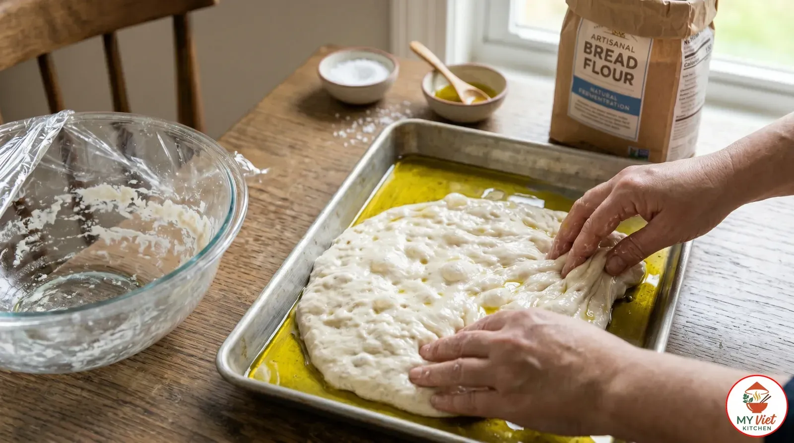 Step 3- Oil the Pan and Stretch the Dough