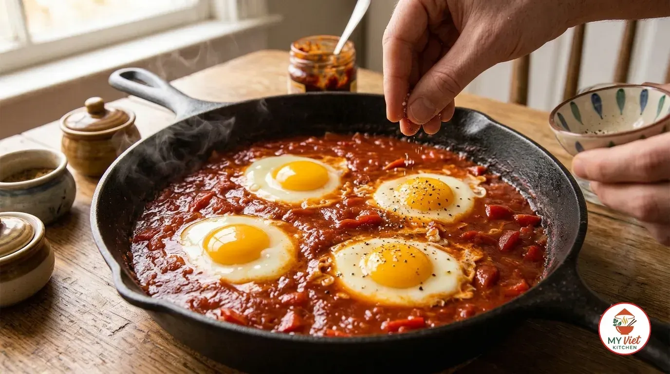 Step 3- Poach the Eggs in the Sauce