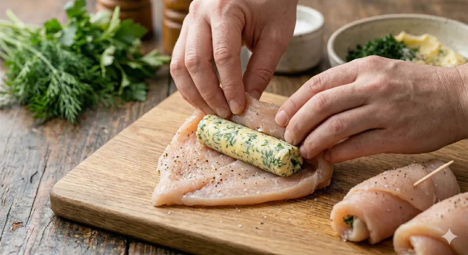 Step 3- Roll the Chicken Around the Butter