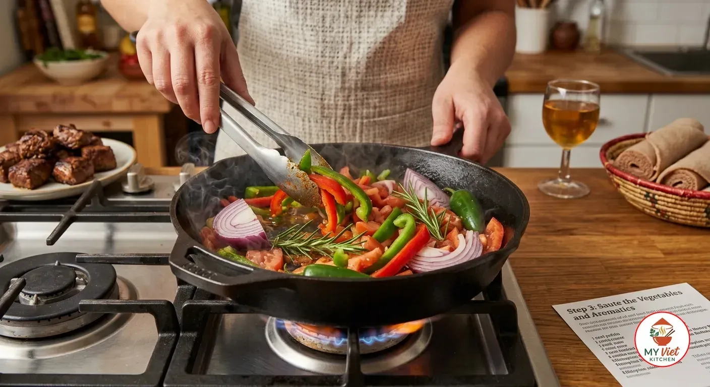Step 3- Saute the Vegetables and Aromatics