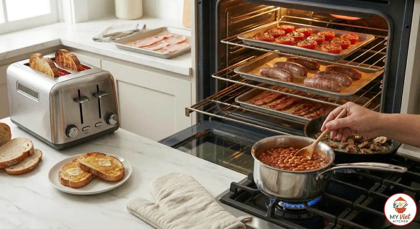 Step 3- Warm the Beans and Make the Toast