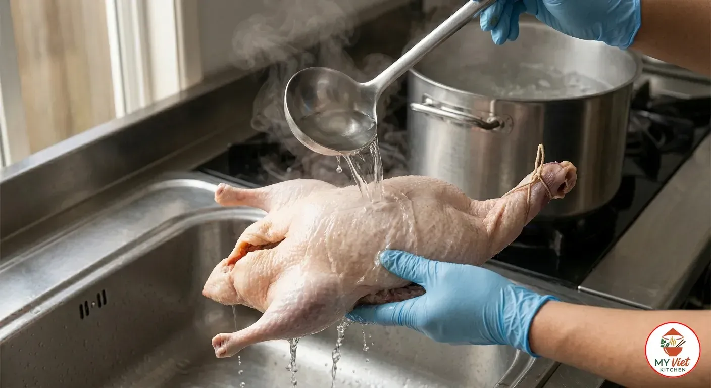 Step 4- Blanch the Skin with Boiling Water