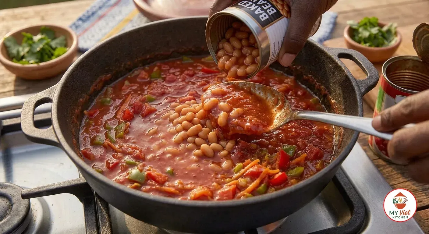Step 4- Fold in the Baked Beans