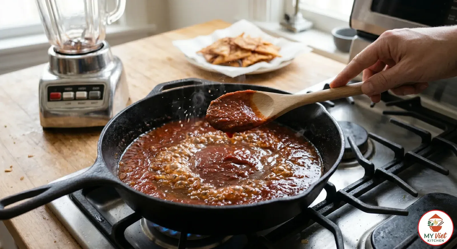 Step 4- Fry and Simmer the Salsa